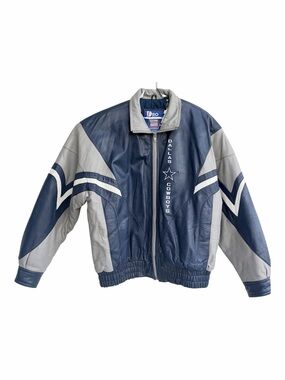 Vintage Pro Player Dallas Cowboys Leather Jacket Blue Gray Men’s XL USA